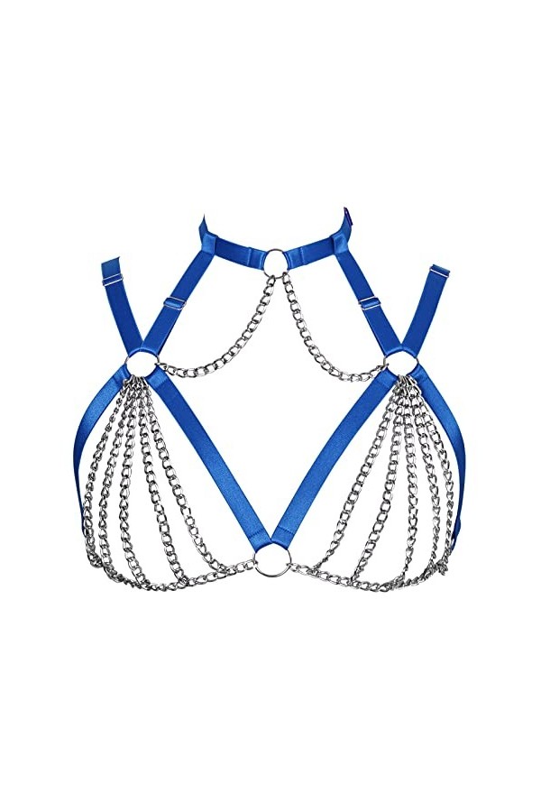 Harnais chaîne de corps pour femme punk grande taille ceinture de poitrine tissu extensible Halloween festival rave lingerie 