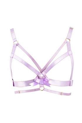 Harnais de corps pour femme - Lingerie punk gothique - Grande taille réglable - Accessoires de danse, violet, Taille Unique