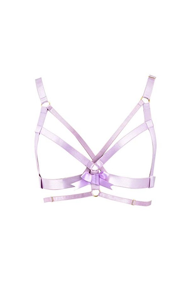 Harnais de corps pour femme - Lingerie punk gothique - Grande taille réglable - Accessoires de danse, violet, Taille Unique