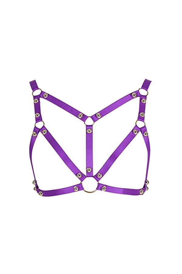 Harnais de corps pour femme Lingerie cage Punk Gothique Ceinture Festival Rave Photographie Danse Tissu extensible Grande tai