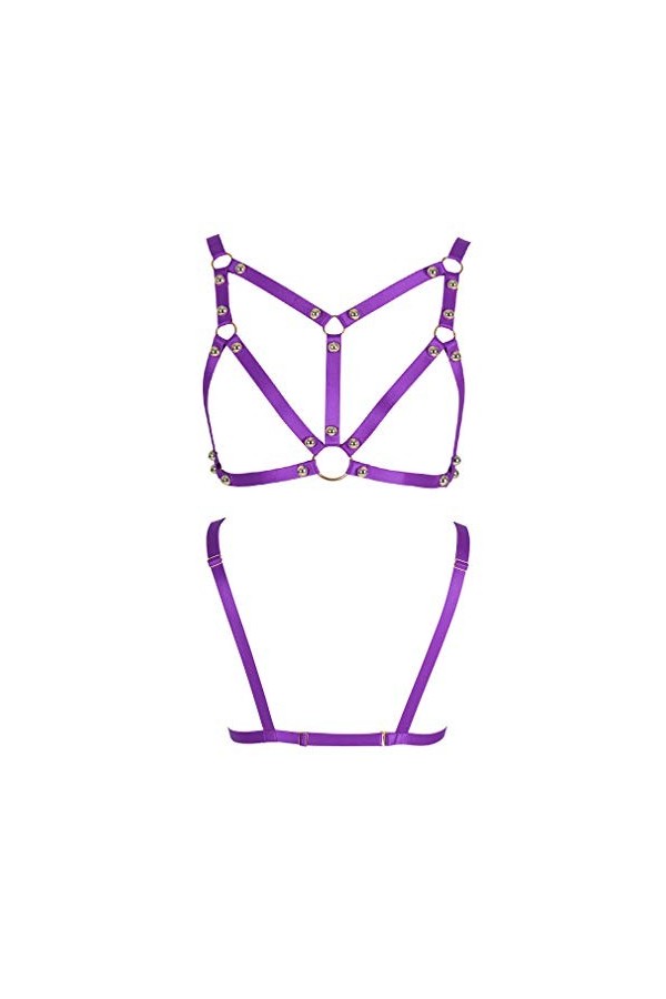 Harnais de corps pour femme Lingerie cage Punk Gothique Ceinture Festival Rave Photographie Danse Tissu extensible Grande tai
