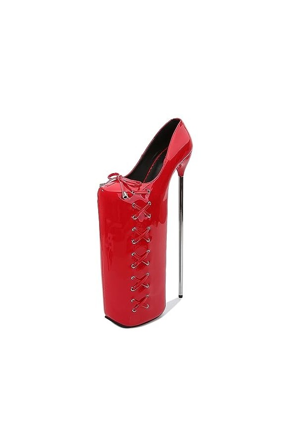 EXECAB 30cm talons hauts, sandales à talons hauts imperméables en cuir verni, chaussures de danse de mariage de boîte de nuit
