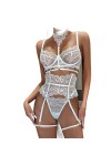 WEITING Sous-vêtements lingerie sexy 3 pièces soutien-gorge en dentelle costume porte-jarretelles sexy avec bas femme intime 