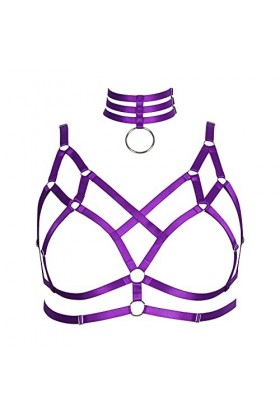 Harnais gothique grande taille pour femme, festival, rave obésité, pull, grande taille pour Halloween, violet, Taille Unique