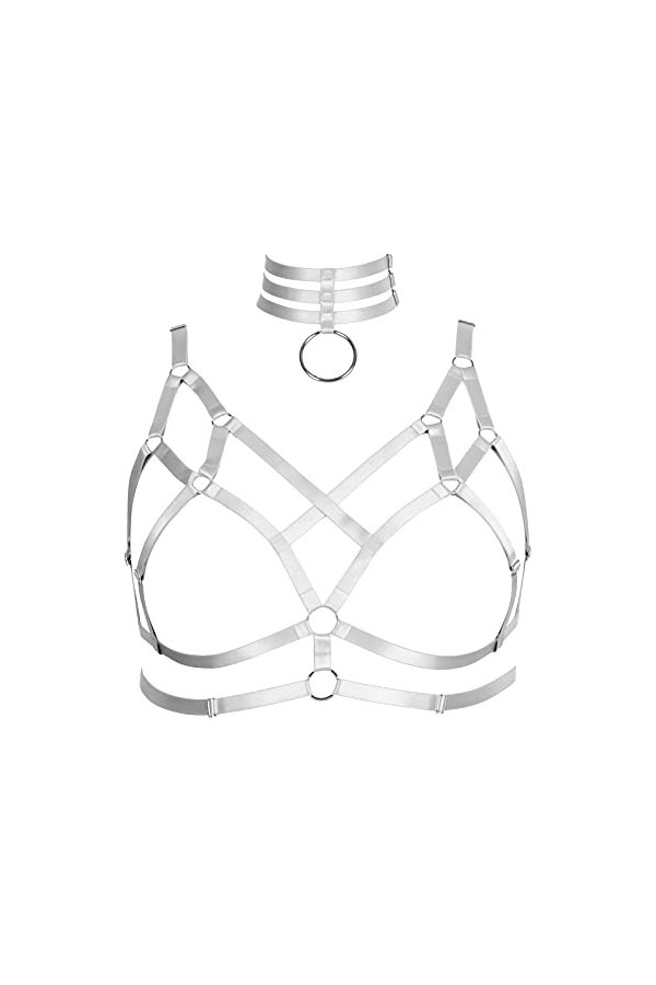 Harnais gothique grande taille pour femme, festival, rave obésité, pull, grande taille pour Halloween, violet, Taille Unique