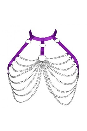 Harnais gothique grande taille pour femme Festival Rave Grande taille Halloween Lingerie Cage réglable, violet, taille unique