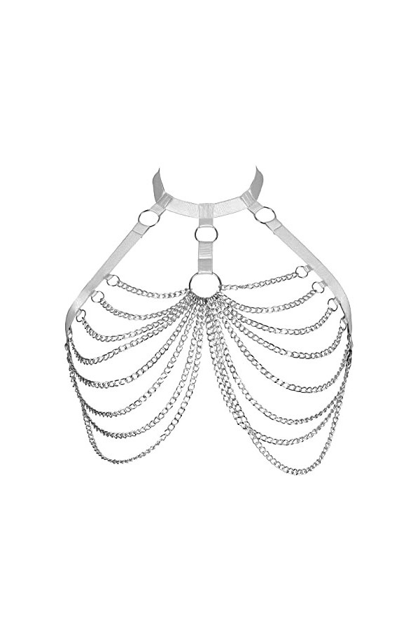 Harnais gothique grande taille pour femme Festival Rave Grande taille Halloween Lingerie Cage réglable, violet, taille unique