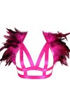 Épaulettes en plumes pour femme - Harnais de corps - Lingerie punk - Sangle de poitrine - Brûlant - Pour homme - Festival Rav