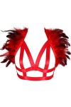 Épaulettes en plumes pour femme - Harnais de corps - Lingerie punk - Sangle de poitrine - Brûlant - Pour homme - Festival Rav