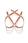 Harnais de corps pour femme Chaîne de corps Grande taille Chaîne en métal Punk Soutien-gorge réglable Bande de poitrine Gothi