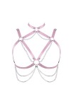 Harnais de corps pour femme Chaîne de corps Grande taille Chaîne en métal Punk Soutien-gorge réglable Bande de poitrine Gothi