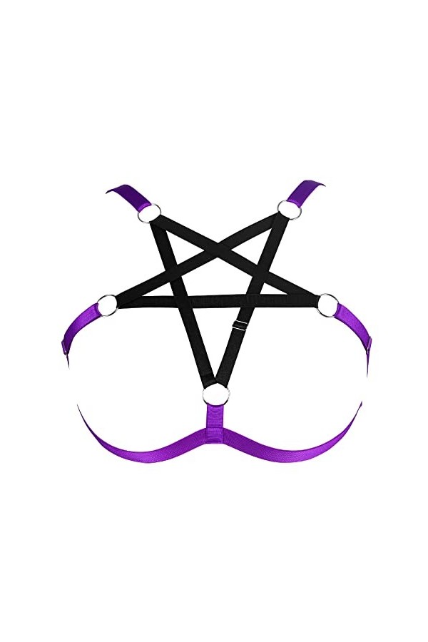 Harnais gothique pentagramme pour femme Festival Rave Obesity Plump Grande taille Lingerie Cage, violet/noir, Taille Unique
