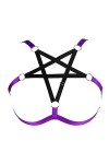 Harnais gothique pentagramme pour femme Festival Rave Obesity Plump Grande taille Lingerie Cage, violet/noir, Taille Unique