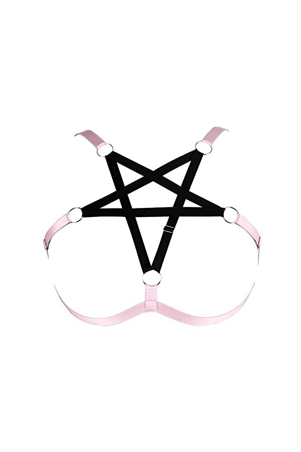 Harnais gothique pentagramme pour femme Festival Rave Obesity Plump Grande taille Lingerie Cage, violet/noir, Taille Unique