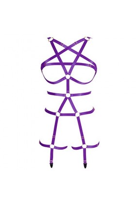 Ensemble harnais et soutien-gorge sexy pour femme avec soutien-gorge et harnais, violet, Taille unique
