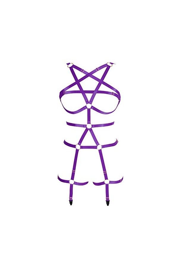 Ensemble harnais et soutien-gorge sexy pour femme avec soutien-gorge et harnais, violet, Taille unique
