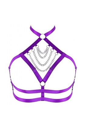 Soutien-gorge harnais de poitrine pour femme - Grande taille - Chaîne en métal - Soutien-gorge punk gothique - Noël - Carnava