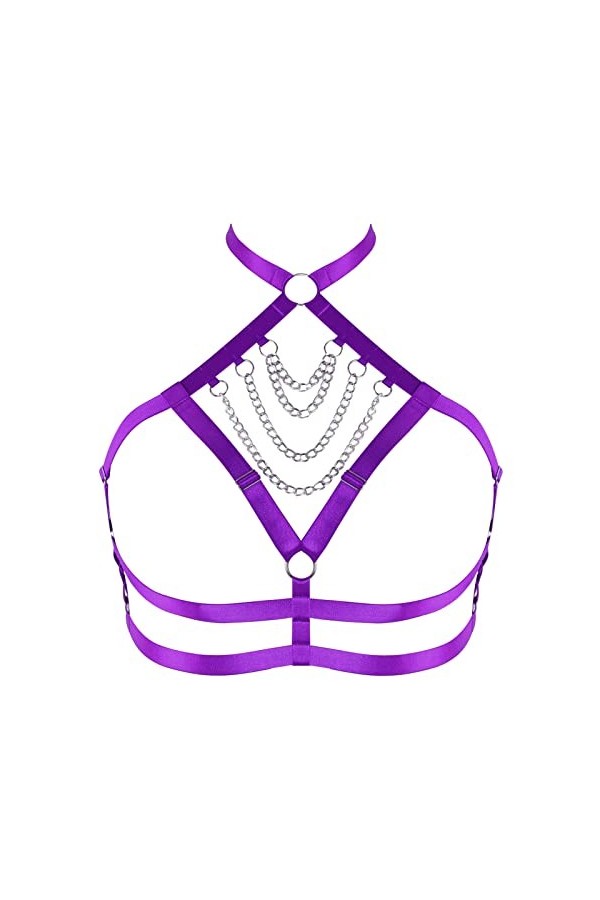 Soutien-gorge harnais de poitrine pour femme - Grande taille - Chaîne en métal - Soutien-gorge punk gothique - Noël - Carnava