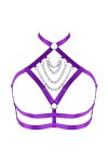 Soutien-gorge harnais de poitrine pour femme - Grande taille - Chaîne en métal - Soutien-gorge punk gothique - Noël - Carnava