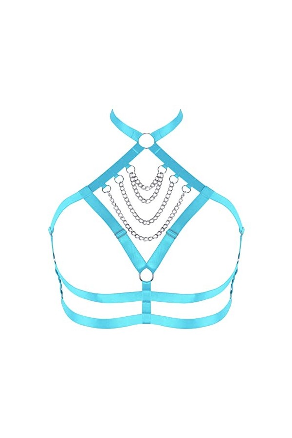 Soutien-gorge harnais de poitrine pour femme - Grande taille - Chaîne en métal - Soutien-gorge punk gothique - Noël - Carnava