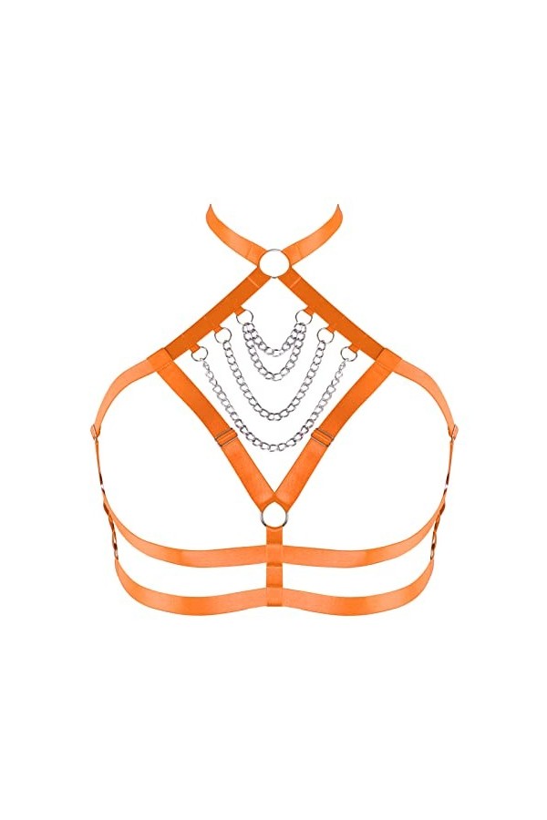 Soutien-gorge harnais de poitrine pour femme - Grande taille - Chaîne en métal - Soutien-gorge punk gothique - Noël - Carnava