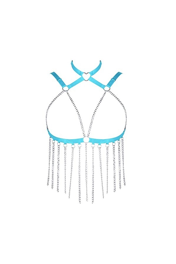 Harnais de corps pour femme - Soutien-gorge punk - Grande taille - Chaîne en métal - Gothique - Pour Noël, carnaval, Hallowee