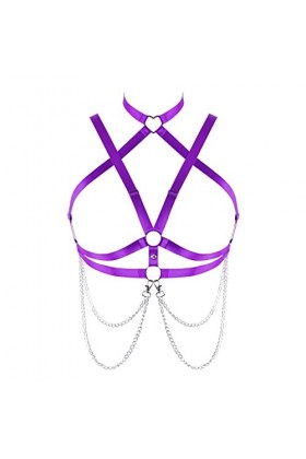 Soutien-gorge harnais de poitrine pour femme - Grande taille - Chaîne en métal - Soutien-gorge punk gothique pour Noël, carna