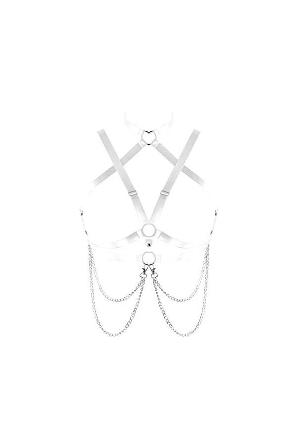 Soutien-gorge harnais de poitrine pour femme - Grande taille - Chaîne en métal - Soutien-gorge punk gothique pour Noël, carna