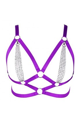 Harnais de corps pour femme - Chaîne de corps en métal - Grande taille - Soutien-gorge creux en tissu - Bande de poitrine got