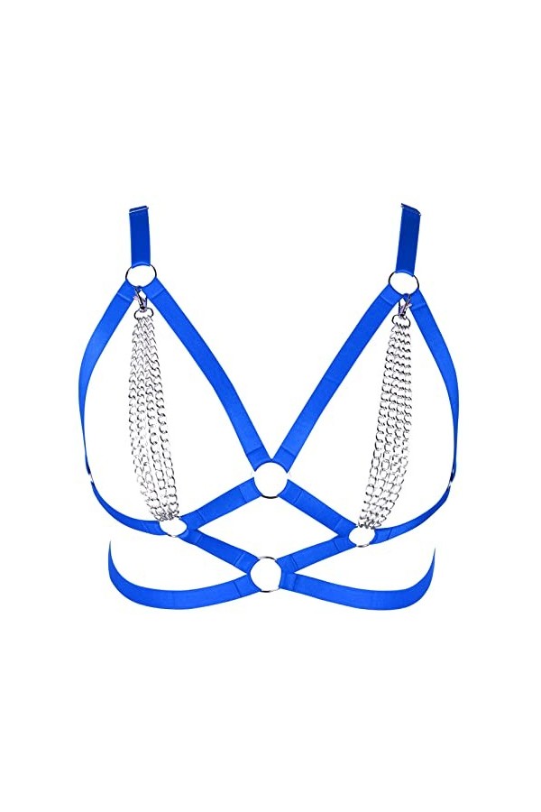 Harnais de corps pour femme - Chaîne de corps en métal - Grande taille - Soutien-gorge creux en tissu - Bande de poitrine got