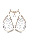Harnais de corps pour femme Chaîne de corps Grande taille Chaîne en métal Punk Soutien-Gorge Poitrine Band Gothique Carnaval 