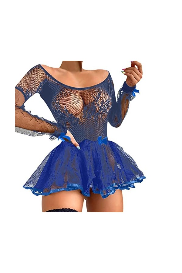 Lingerie sexy en dentelle pour femme 2023, violet, M