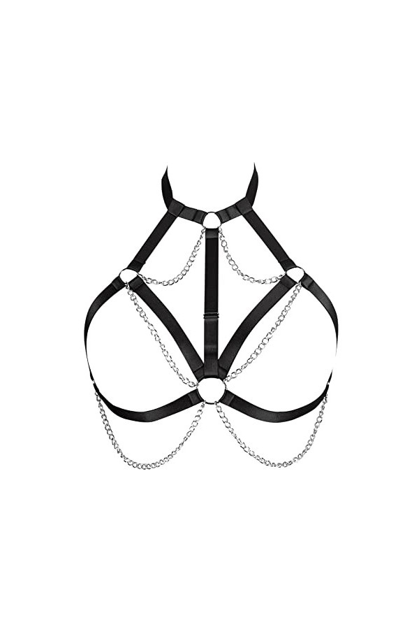 BODYCAGE Punk Chaîne de Corps Sangle de Poitrine Harnais de Corps Femme Soutien-Gorge Halloween Grande Taille Cage à Lingerie