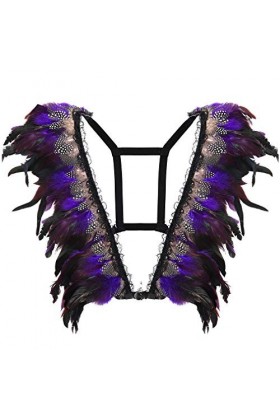 Body Feather Harness Bra Cage Carnaval Party Photographie Danse Accessoires Vêtements Femme Ceinture Réglable Punk Gothique -