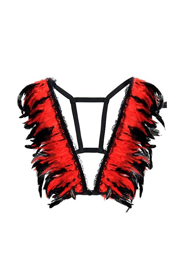 Body Feather Harness Bra Cage Carnaval Party Photographie Danse Accessoires Vêtements Femme Ceinture Réglable Punk Gothique -
