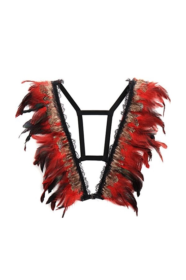 Body Feather Harness Bra Cage Carnaval Party Photographie Danse Accessoires Vêtements Femme Ceinture Réglable Punk Gothique -