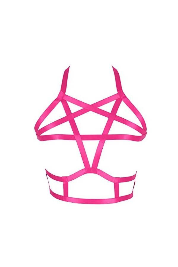 BODYCAGE Harnais de Corps Femme Gothique Ceinture Pentacle Cage à Lingerie Punk Taille Ajustable Sangle Soutien-Gorge Faire l