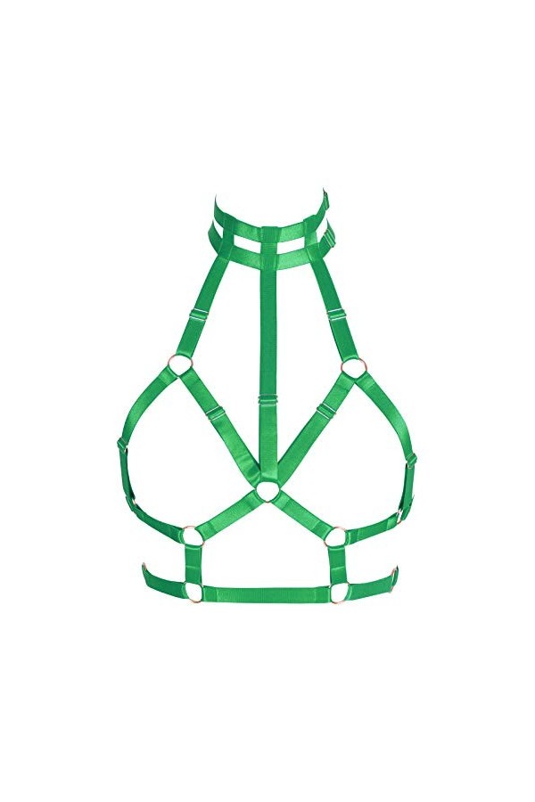 BODYCAGE Harnais de Corps Femme Gothique Ceinture Cage à Lingerie Punk Haut Taille Ajustable Sangle Soutien-Gorge Faire la fê