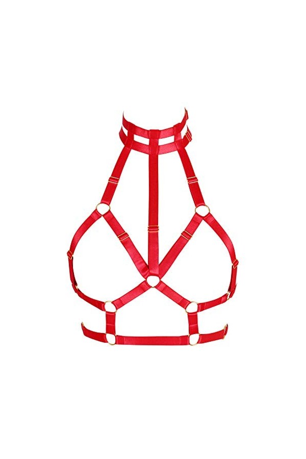 BODYCAGE Harnais de Corps Femme Gothique Ceinture Cage à Lingerie Punk Haut Taille Ajustable Sangle Soutien-Gorge Faire la fê