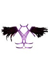 Harnais de Corps Femme Plume Soutien-Gorge Cage à Lingerie Gothique Ceinture Haut Taille Ajustable Festival Rave Punk Violet