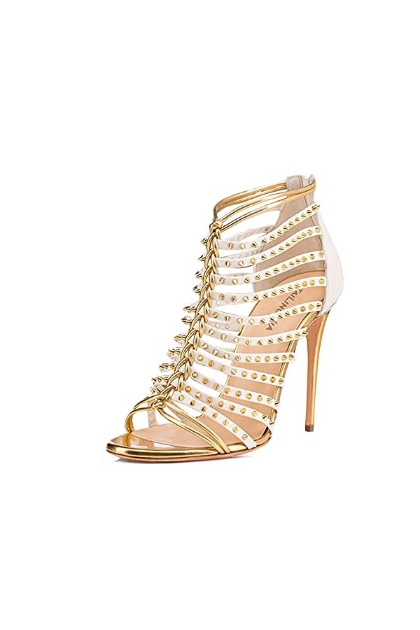 LEBE Talon Aiguille Unisexe Hommes Femmes Rivet Stiletto Talon Haut Crossdresser Drag Queen Slingback Sandales Pompes De Fête