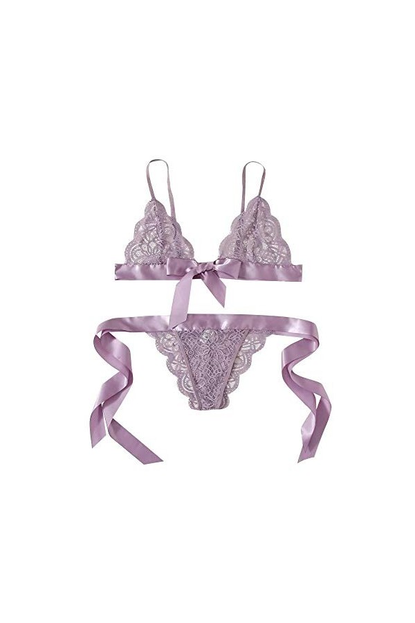 QQQQC Costumes Sexy Femme Femmes Soutien-Gorge Slips vêtements de Nuit Lingerie Sexy évider Dentelle sous-vêtements Costume-V