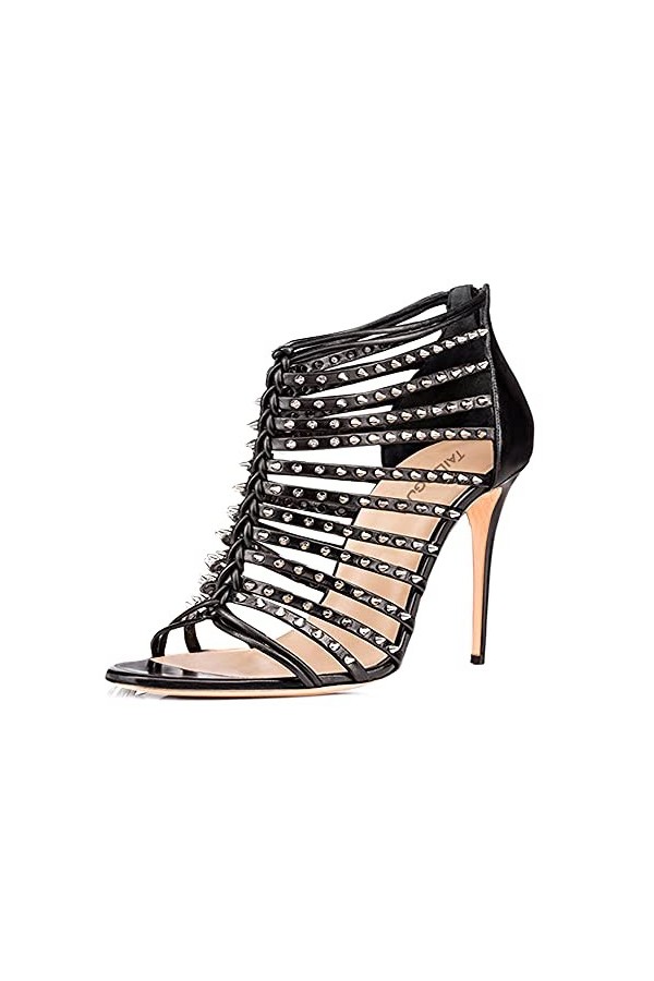 LEBE Talon Aiguille Unisexe Hommes Femmes Rivet Stiletto Talon Haut Crossdresser Drag Queen Slingback Sandales Pompes De Fête