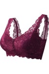 Soutien-gorge pour femme en dentelle extra élastique avec fermeture à fil - Grande taille - Lingerie sexy, violet, M