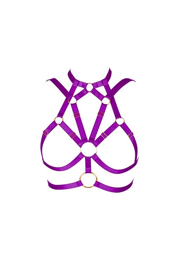 BODYCAGE Harnais de Corps Femme Gothique Punk Ceinture Cage à Lingerie Haut Faire la fête Taille Ajustable Sangle Festival Ra