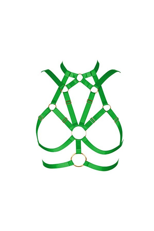 BODYCAGE Harnais de Corps Femme Gothique Punk Ceinture Cage à Lingerie Haut Faire la fête Taille Ajustable Sangle Festival Ra