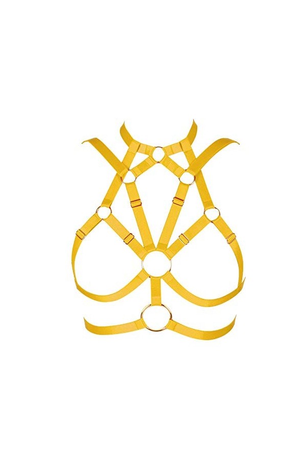 BODYCAGE Harnais de Corps Femme Gothique Punk Ceinture Cage à Lingerie Haut Faire la fête Taille Ajustable Sangle Festival Ra