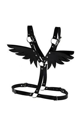 Sharplace Ceinture de harnachement de Ailes Femmes Tops Punk Gothic Festival Costumes, Noir, 66-100cm