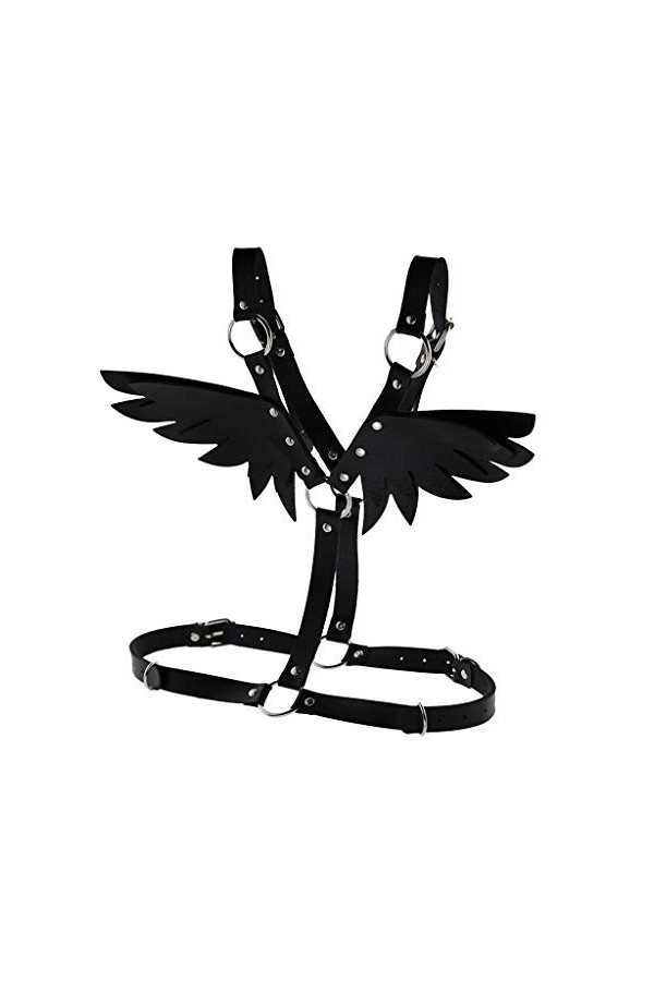 Sharplace Ceinture de harnachement de Ailes Femmes Tops Punk Gothic Festival Costumes, Noir, 66-100cm