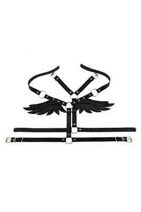 Sharplace Ceinture de harnachement de Ailes Femmes Tops Punk Gothic Festival Costumes, Noir, 66-100cm